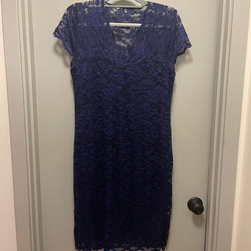 Elegant Navy Lace Dress